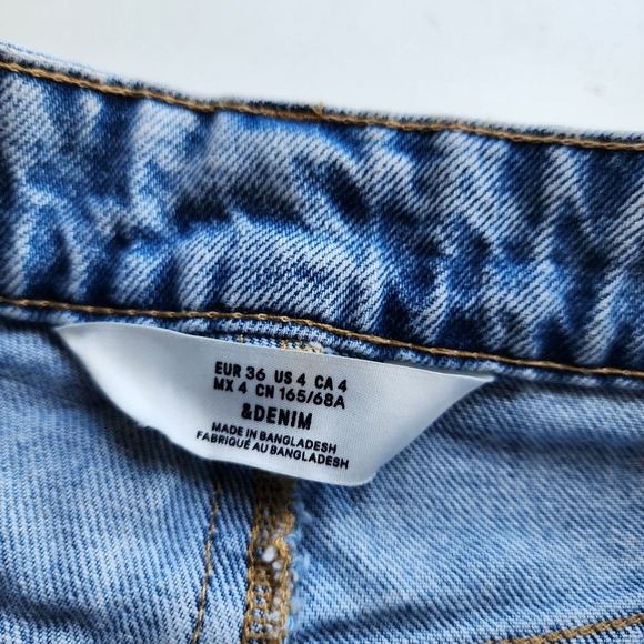 H&M &Denim Skirt Women's Button Fly Cut Off Frayed High Rise Blue Raw Cotton 4 - Picture 5 of 9